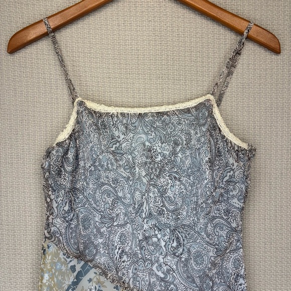 Vtg G-Dresses Y2K Sleeveless Blue Patchwork Maxi Dress Paisley Asymmetric Sz 7 - Picture 3 of 10